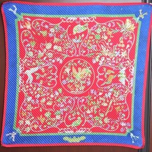 HERMES silk shawl in box  "pierres d'orient et d'occident" 35”x35” bright color